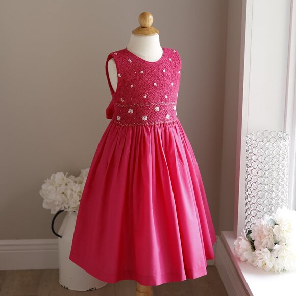 Smocked Pink Dress Size 6x Luli & Me Embroidery Vacation Party Spring Summer NWT - Picture 2 of 9